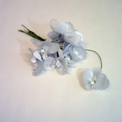 10 orchidées de 4 cm argent