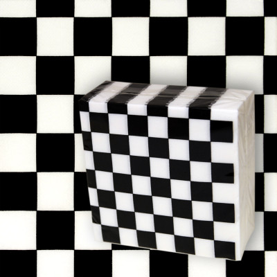 50 serviettes céli-ouate DAMIER noir/blanc