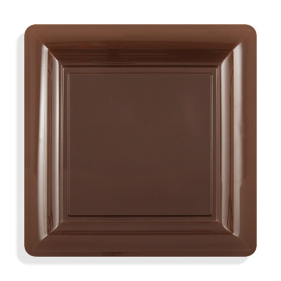 12 assiettes carrées MM  chocolat