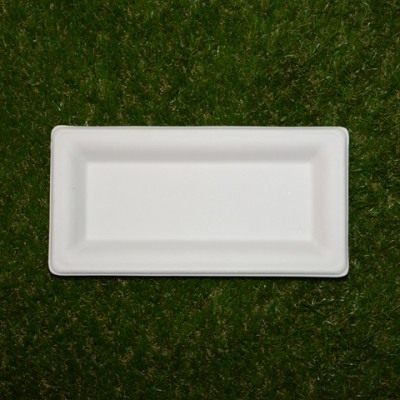 6 assiettes rectangle en fibre de canne à sucre bio blanc