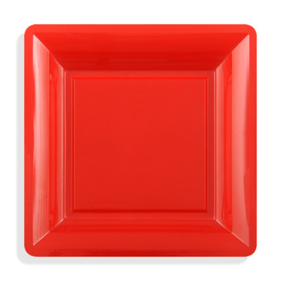 12 assiettes carrées MM  rouge