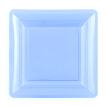 12 assiettes carrées MM bleu azur