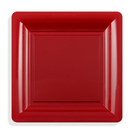 12 assiettes carrées MM  bordeaux