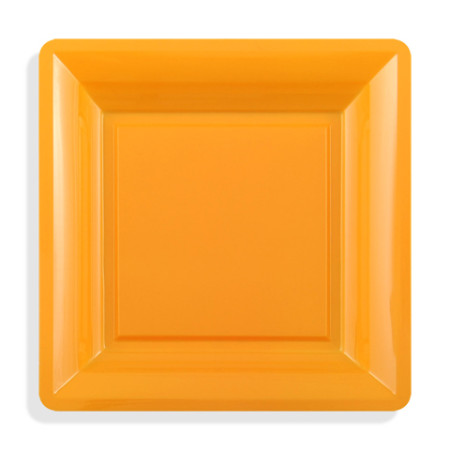 12 assiettes carrées MM  mandarine