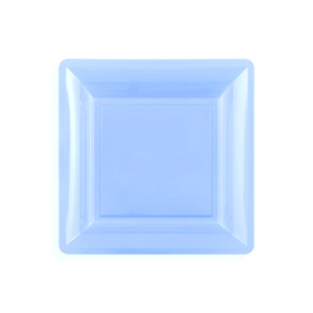 12 assiettes carrées PM  bleu azur