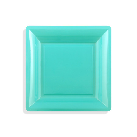 12 assiettes carrées PM lagon