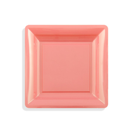 12 assiettes carrées PM rose