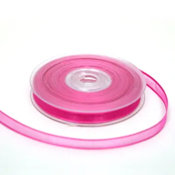 Ruban "cristal" organdi bordé satin fuchsia