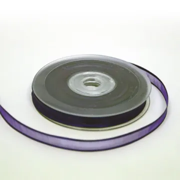 Ruban "cristal" organdi bordé satin violet