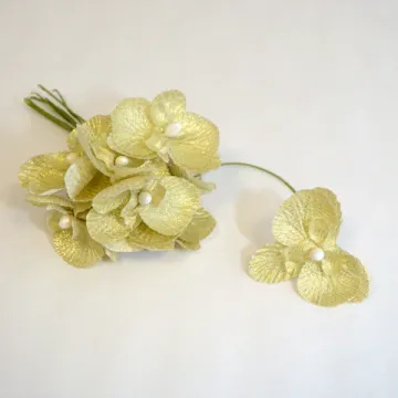 10 orchidées de 4 cm or