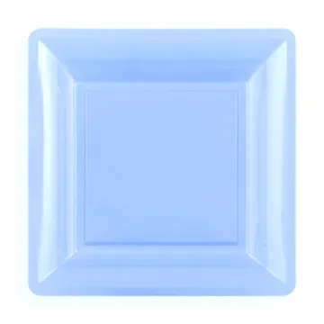12 assiettes carrées MM bleu azur