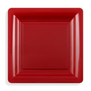 12 assiettes carrées MM bordeaux