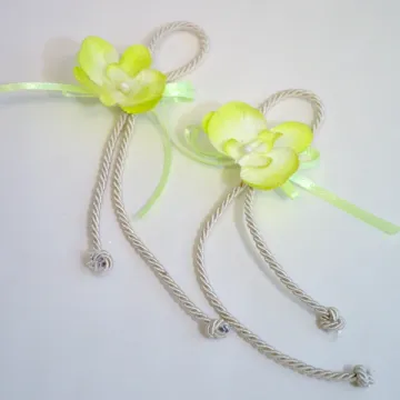 2 orchidées lien de serviette anis