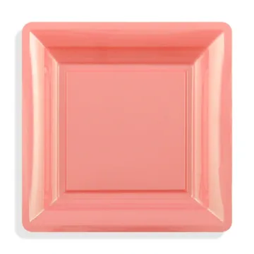 12 assiettes carrées MM rose