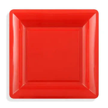 12 assiettes carrées MM rouge