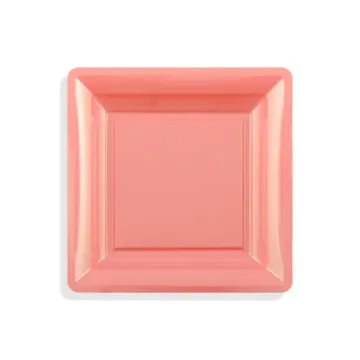 12 assiettes carrées PM rose